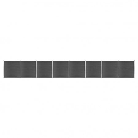 Set de panouri de gard, negru, 1391x186 cm, WPC - Img 1