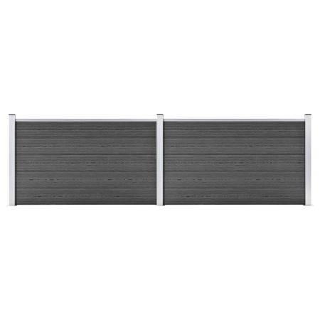 Set de panouri de gard, negru, 353 x 105 cm, WPC