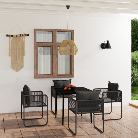 Set de servit masa pentru grădină, 5 piese, negru - Img 1