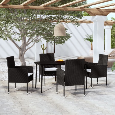 Set de servit masa pentru grădină, 5 piese, negru