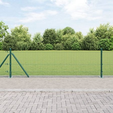 Set de Stâlpi pentru Gard Set de 2 Verde Metal, strat de PVC