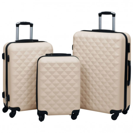 Set de valize cu carcasă rigidă, 3 piese, auriu, ABS - Img 1