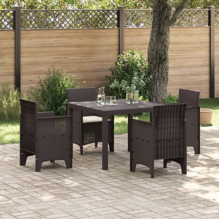 Set dining grădină cu perne maro poli ratan