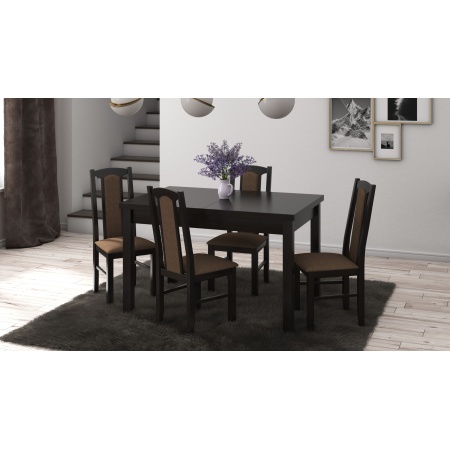 Set masa extensibila 120x150cm cu 4 scaune tapitate, mb-13 max5 si s-37 boss7 w15, wenge, lemn masiv, stofa