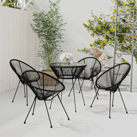 Set mobilier de exterior, 5 piese, negru, ratan PVC