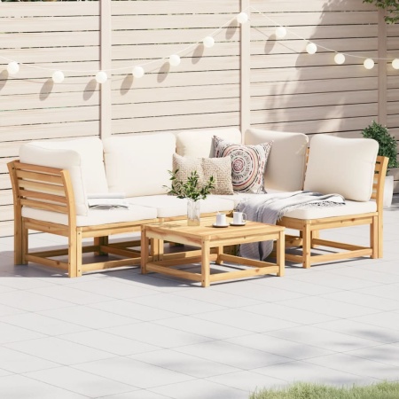 Set mobilier de grădină cu perne, 5 buc., lemn masiv acacia