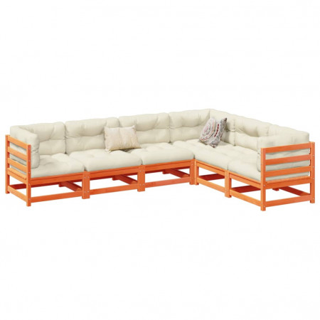 Set mobilier de grădină cu perne, 6 piese, lemn masiv de pin