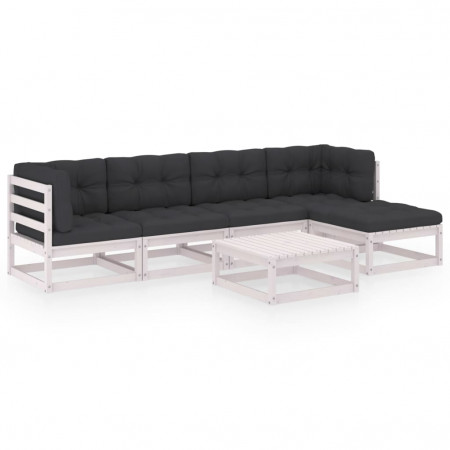Set mobilier de grădină cu perne, 6 piese, lemn masiv pin