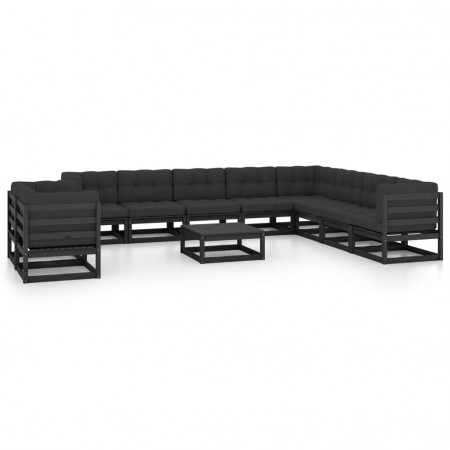Set mobilier grădină cu perne, 11 piese, lemn masiv de pin