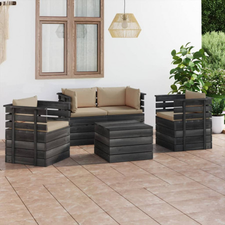 Set mobilier grădină paleți cu perne 5 piese lemn masiv pin - Img 1
