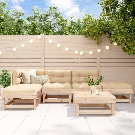 Set mobilier relaxare de grădină & perne 6 piese lemn masiv pin