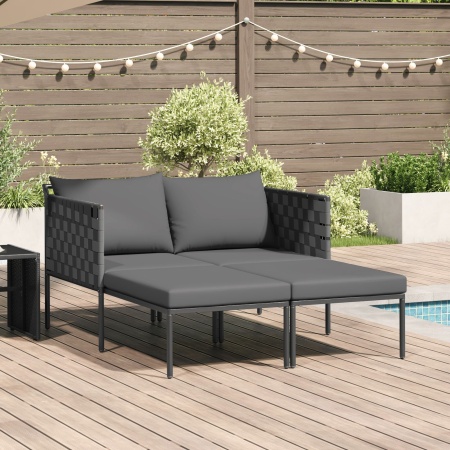 Șezlong cu perne pentru 2 persoane antracit 115x153x69,5 cm oțel