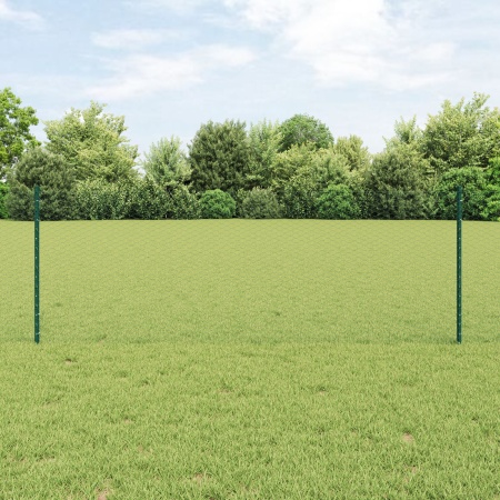 Stâlpi de Gard 11 pcs U-Channel Verde 80 cm Oțel, Gard Hexagonal Verde 0,8x25 m Oțel