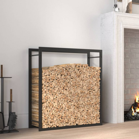 Suport pentru lemne de foc, negru mat, 80x28x86 cm, oțel
