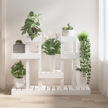 Suport pentru plante, alb, 104,5x25x77,5 cm, lemn masiv de pin