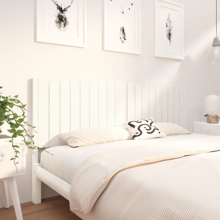 Tăblie de pat, alb, 185,5x4x100 cm, lemn masiv de pin - Img 1