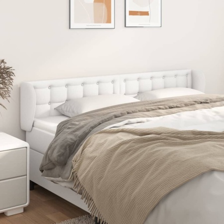 Tăblie de pat cu aripioare alb 163x23x78/88 cm piele ecologică