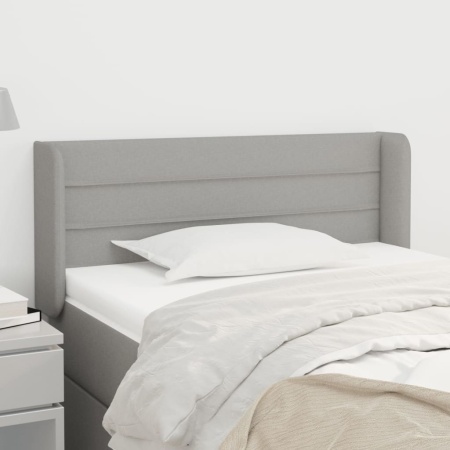Tăblie de pat cu aripioare gri deschis 103x16x78/88 cm textil