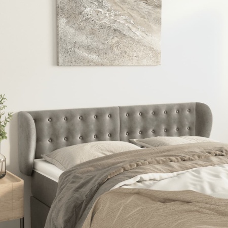Tăblie de pat cu aripioare gri deschis 147x23x78/88 cm catifea