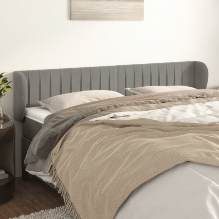 Tăblie de pat cu aripioare gri deschis 183x23x78/88 cm catifea