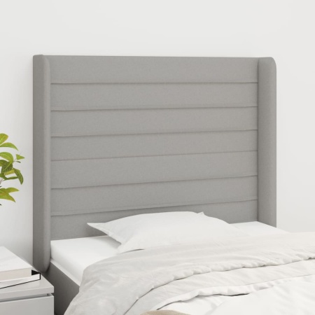 Tăblie de pat cu aripioare gri deschis 93x16x118/128 cm textil