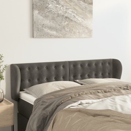 Tăblie de pat cu aripioare gri închis 147x23x78/88 cm catifea