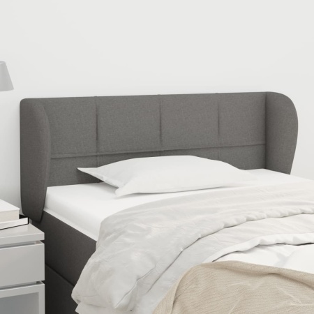 Tăblie de pat cu aripioare gri închis 83x23x78/88 cm textil