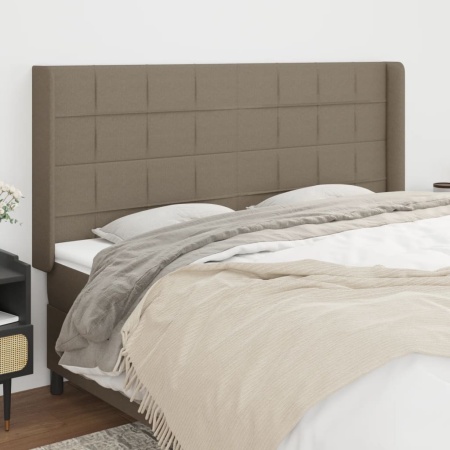Tăblie de pat cu aripioare gri taupe 183x16x118/128 cm textil