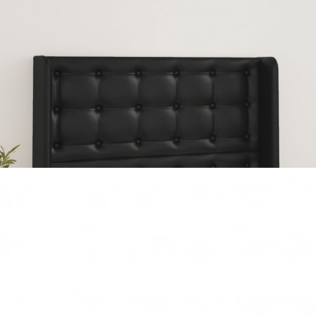 Tăblie de pat cu aripioare, negru, 103x16x118/128 cm, piele eco