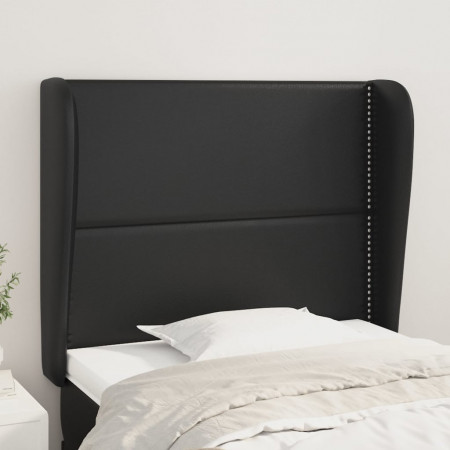Tăblie de pat cu aripioare, negru, 103x23x118/128 cm, piele eco