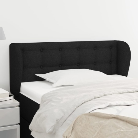 Tăblie de pat cu aripioare negru 103x23x78/88 cm textil