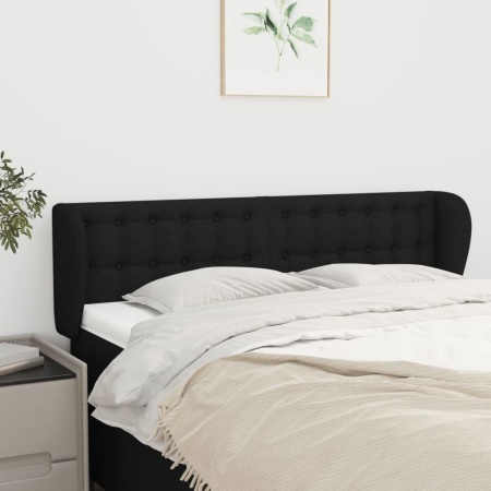 Tăblie de pat cu aripioare negru 147x23x78/88 cm textil
