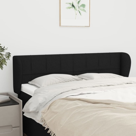 Tăblie de pat cu aripioare negru 147x23x78/88 cm textil