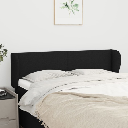 Tăblie de pat cu aripioare negru 147x23x78/88 cm textil