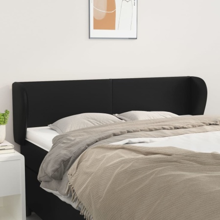 Tăblie de pat cu aripioare negru 147x23x78/88cm piele ecologică