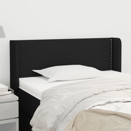 Tăblie de pat cu aripioare negru 83x16x78/88 cm textil