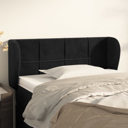 Tăblie de pat cu aripioare negru 93x23x78/88 cm catifea