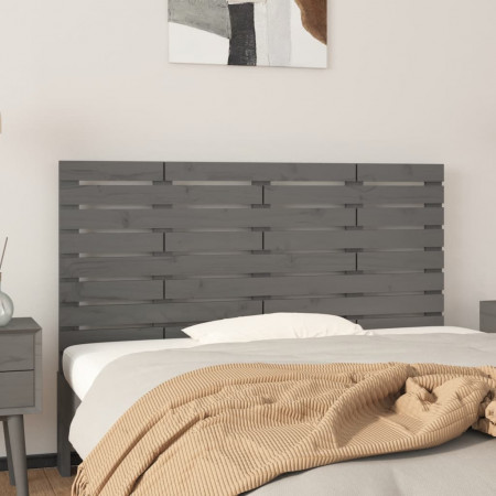 Tăblie de pat pentru perete, gri, 146x3x63 cm, lemn masiv pin