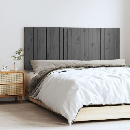 Tăblie de pat pentru perete, gri, 147x3x60 cm, lemn masiv pin