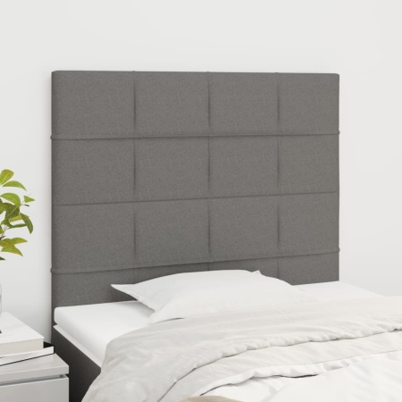 Tăblii de pat, 2 buc, gri închis, 100x5x78/88 cm, textil
