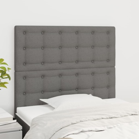 Tăblii de pat, 2 buc, gri închis, 80x5x78/88 cm, textil