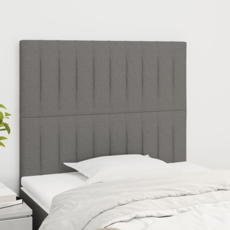 Tăblii de pat, 2 buc, gri închis, 90x5x78/88 cm, textil