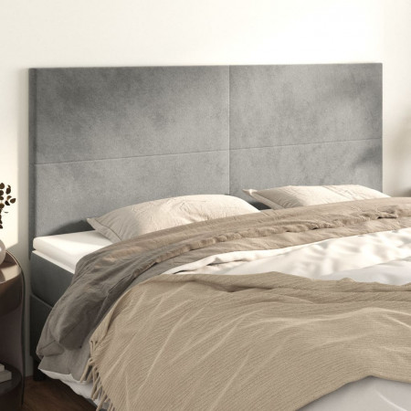 Tăblii de pat, 4 buc, gri deschis, 100x5x78/88 cm, catifea