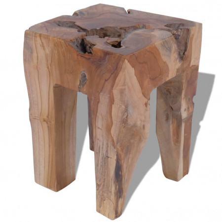 Taburet, lemn de tec masiv - Img 1