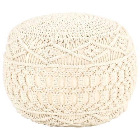 Taburet puf macrame lucrat manual, 45 x 30 cm, bumbac