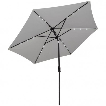 Umbrelă de exterior cu LED-uri 3 m, Alb nisipiu - Img 1