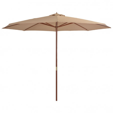 Umbrelă de soare de exterior, stâlp din lemn, gri taupe, 350 cm - Img 1