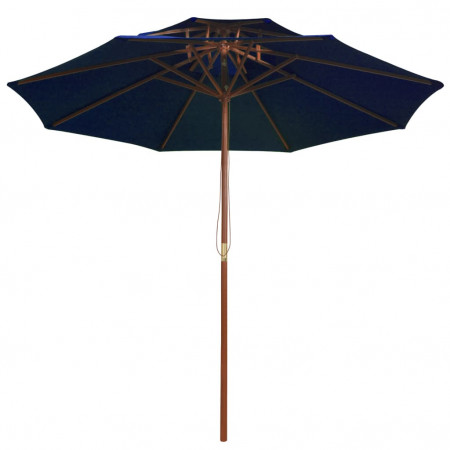 Umbrelă de soare dublă, stâlp din lemn, albastru, 270 cm