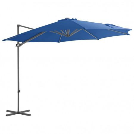 Umbrelă în consolă cu stâlp din oțel, albastru azuriu, 300 cm - Img 1