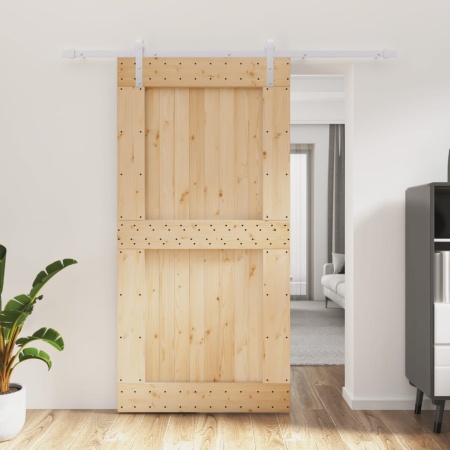Ușă glisantă cu set feronerie, 100x210 cm, lemn masiv de pin